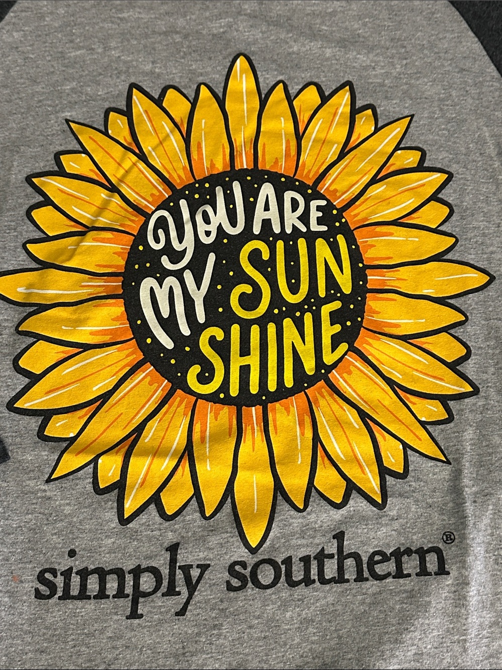 NWOT Simply Southern "You Are My Sunshine" Sunflower Tee - Gray & Yellow Medium